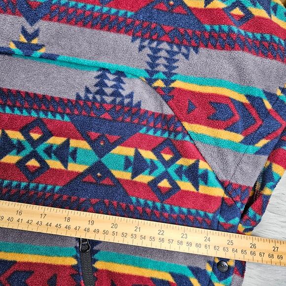KAVU Overlook Polar Fleece Poncho Hoodie Aztec Cozy Oversize Southwestern Medium - Picture 12 of 12